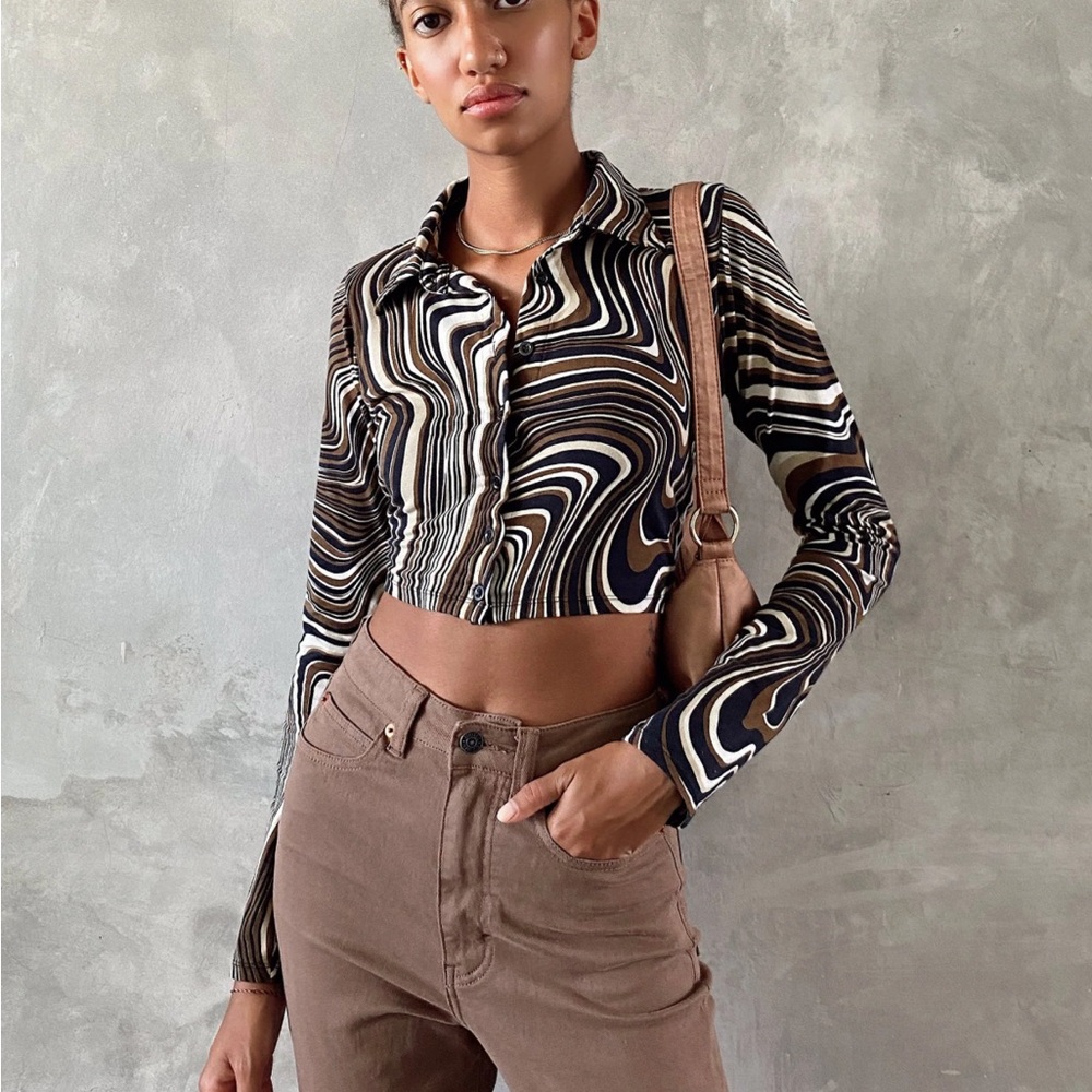 Motel Ryals Long Sleeve Top in 70's Ripple NWOT
